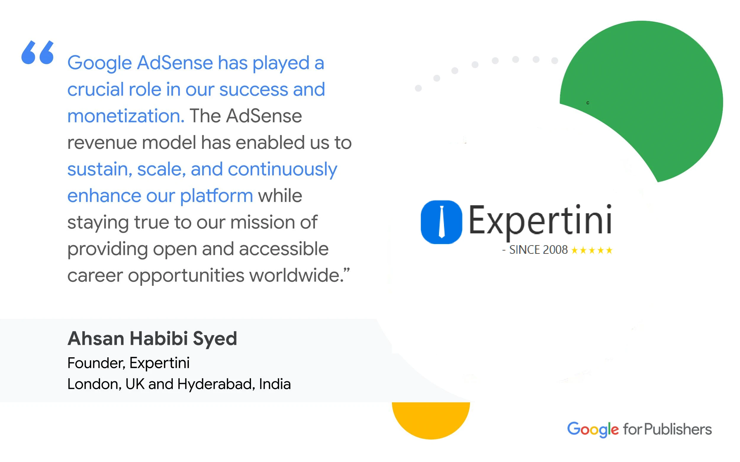 Expertini Featured on Google for Publishers
